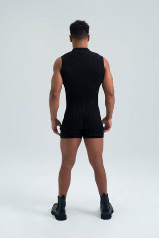 Load image into Gallery viewer, Knitted Ribbed Romper - Black