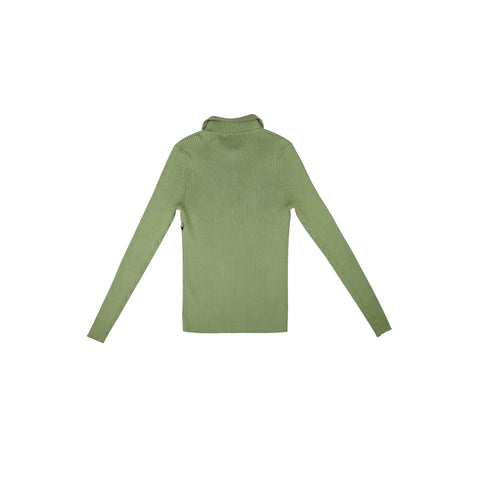 Load image into Gallery viewer, Long Sleeve Knitted Polo with Exposed Zipper - Olive