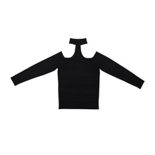 Load image into Gallery viewer, Long Sleeve Choker Neck Sweater with Zipper - Black

