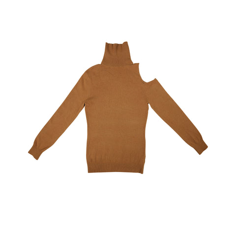 Load image into Gallery viewer, Cashmere Shoulder Cut-Out Turtleneck Sweater - Brown