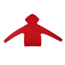 Load image into Gallery viewer, Wool Cropped Hoodie with Rhinestone Drawstring - Red
