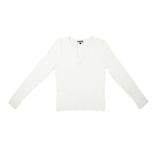 Load image into Gallery viewer, Essential Waffle Long Sleeve Henley Shirt - White
