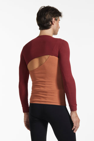 Load image into Gallery viewer, Asymmetrical Layer Cut-Out Top -Burgundy/Tangerine