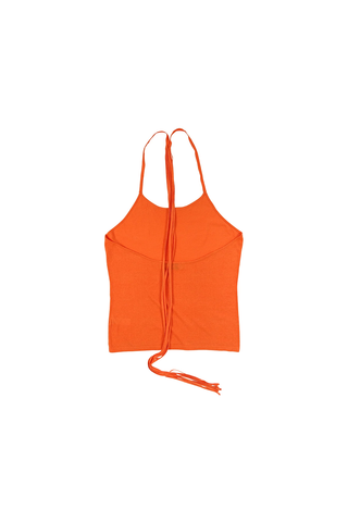 Load image into Gallery viewer, Self-Tie Halter Knit Tank with Back Straps - Orange