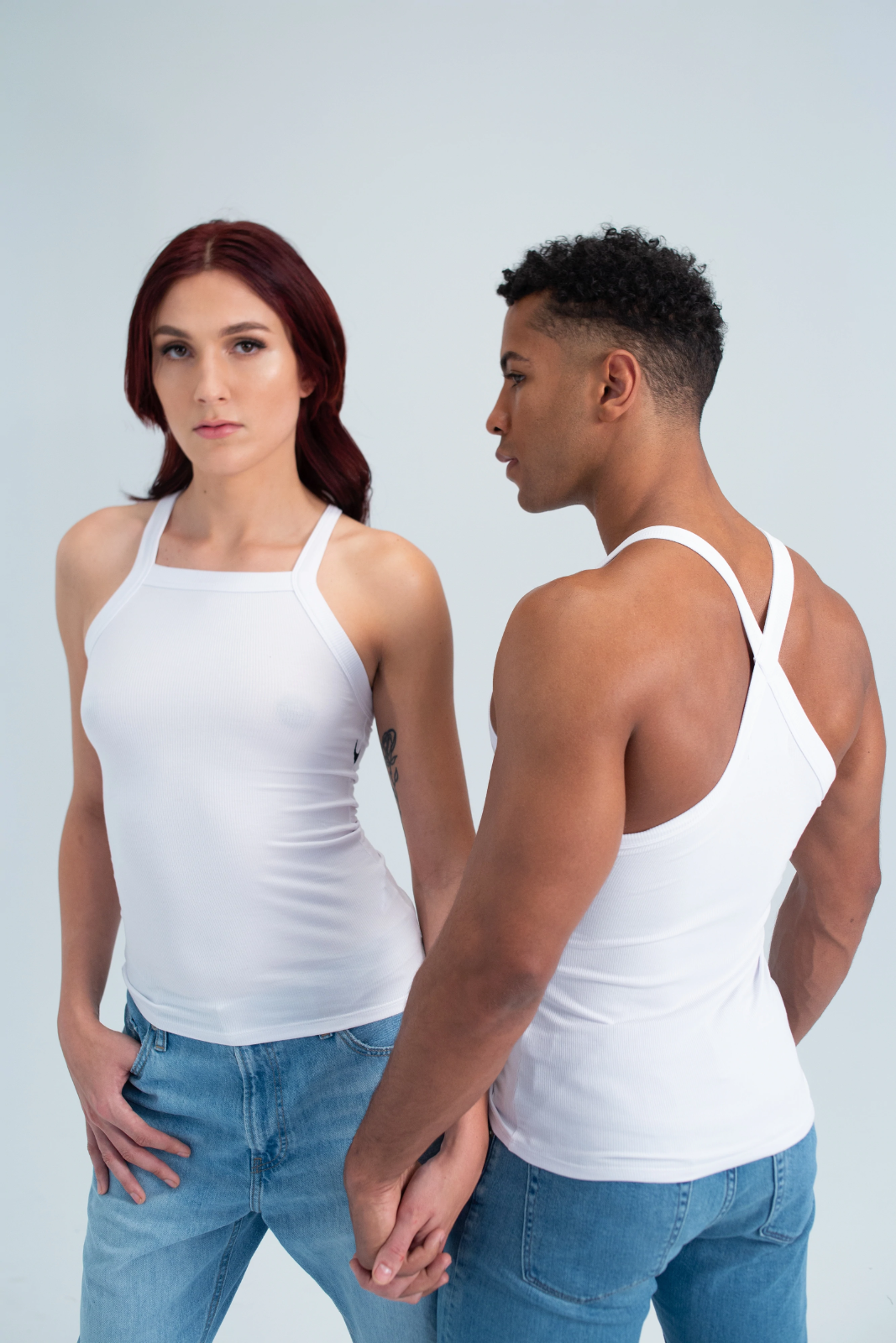Essential Racer Back Ribbed Tank - White