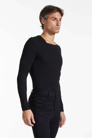 Load image into Gallery viewer, Essential Square Neck Ribbed Long Sleeve - Black