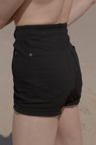 Load image into Gallery viewer, Essential High-Waisted Short Shorts - Black