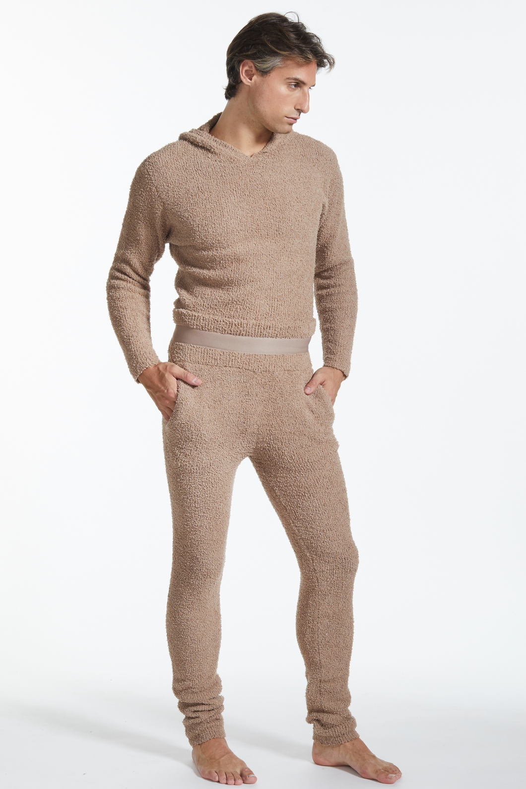 Essential Terrycloth High-Waisted Sweatpants - Tan