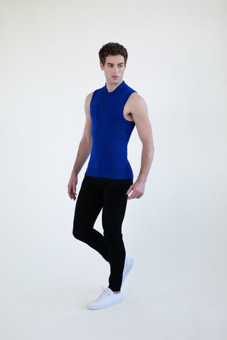 Load image into Gallery viewer, Polo Knit Tank - Imperial Blue