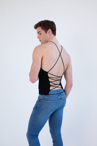 Load image into Gallery viewer, Strap-Back Knit Tank - Black