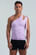 Load image into Gallery viewer, Asymmetrical Slash Shoulder Tank with Bow - Lilac
