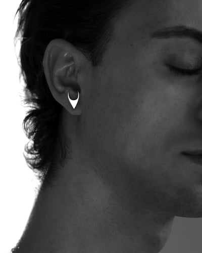 FANG Logo Stud Earring Polished Silver (Single)