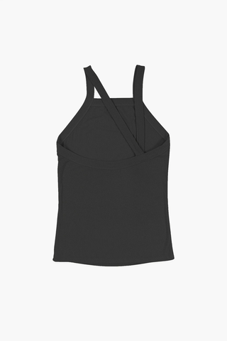 Load image into Gallery viewer, Essential Asymmetrical Strap Ribbed Tank - Black