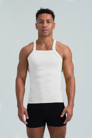 Load image into Gallery viewer, Essential Asymmetrical Strap Ribbed Tank - White