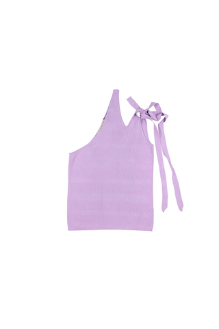 Load image into Gallery viewer, Asymmetrical Slash Shoulder Tank with Bow - Lilac