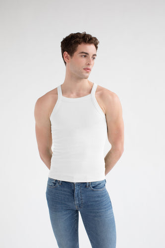 Essential Ribbed Tank - White