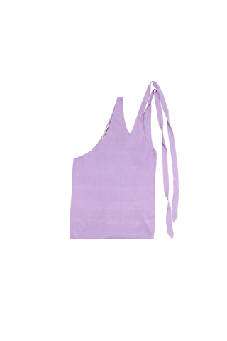 Load image into Gallery viewer, Asymmetrical Slash Shoulder Tank with Bow - Lilac