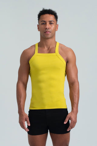 Load image into Gallery viewer, Essential Asymmetrical Strap Ribbed Tank - Lemon