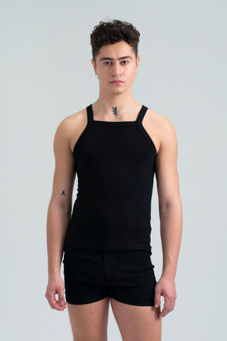 Load image into Gallery viewer, Essential Racer Back Ribbed Tank - Black